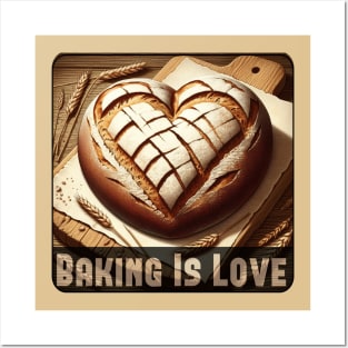 Baking Is Love, heart-shaped bread Posters and Art